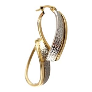 14 Karat Twisted White and Yellow Gold Hoop Earrings #18784